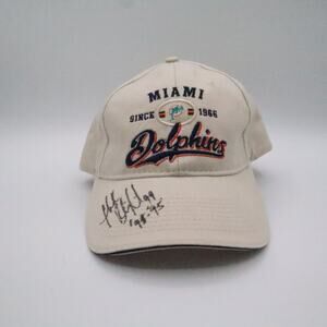 Vintage Miami Dolphins Hat Cap Drew Pearson 2000 men’s Signed by Chuck Klingbeil